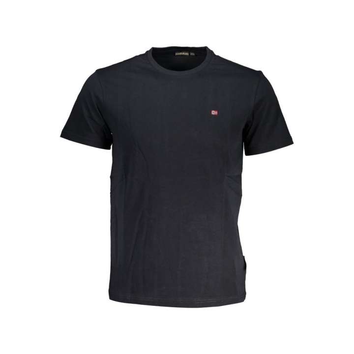 Priser på Napapijri Elegant Embroidered Black Cotton Tee