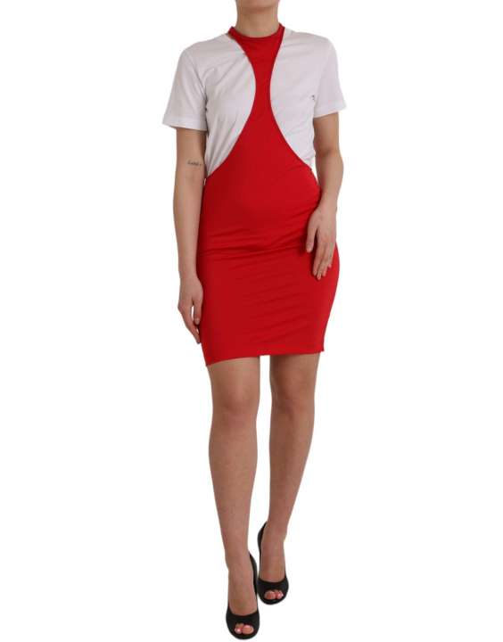 Priser på Dolce & Gabbana Red Nylon Stretch Bodycon Sheath Mini Dress