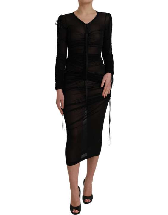 Priser på Dolce & Gabbana Black Sheer Bodycon Sheath Midi Dress