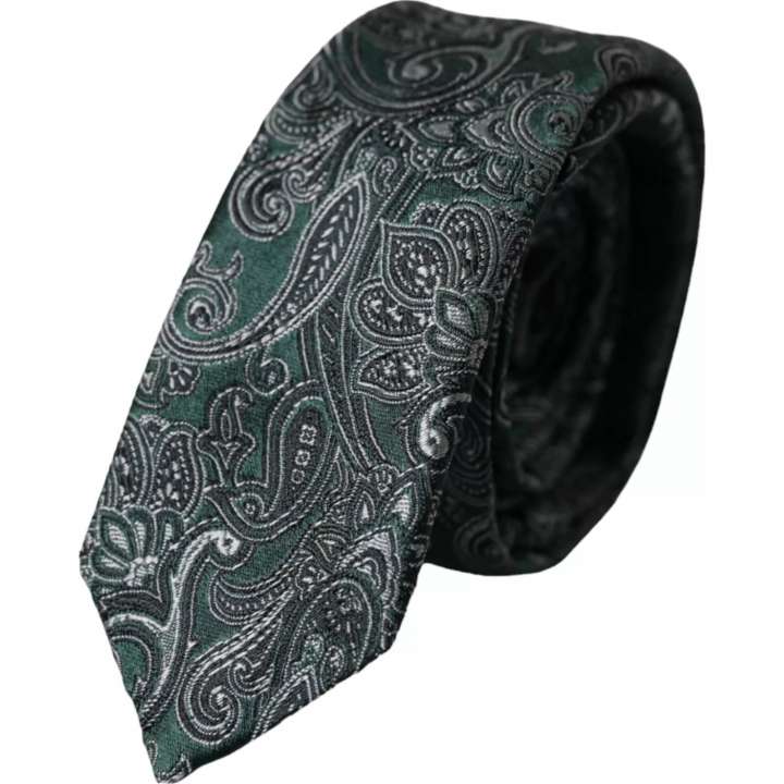 Priser på Dolce & Gabbana Green Floral Pattern 100% Silk Adjustable Herre Tie