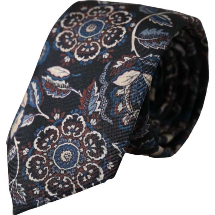 Priser på Dolce & Gabbana Black Floral Pattern Silk Adjustable Herre Tie