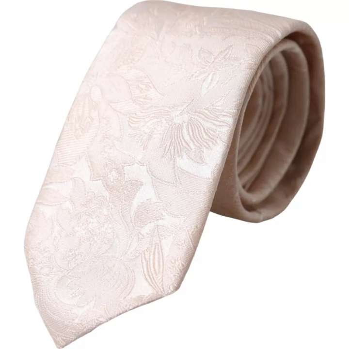 Priser på Dolce & Gabbana Off White Floral Brocade Silk Adjustable Herre Tie