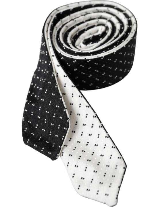 Priser på Dolce & Gabbana Black White Patterned Adjustable Tie