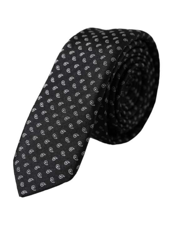 Priser på Dolce & Gabbana Black Jacquard Patterned Silk Adjustable Herre Tie