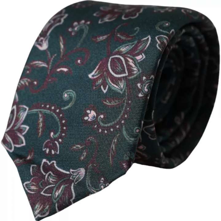 Priser på Dolce & Gabbana Green Floral Print Silk Adjustable Herre Tie