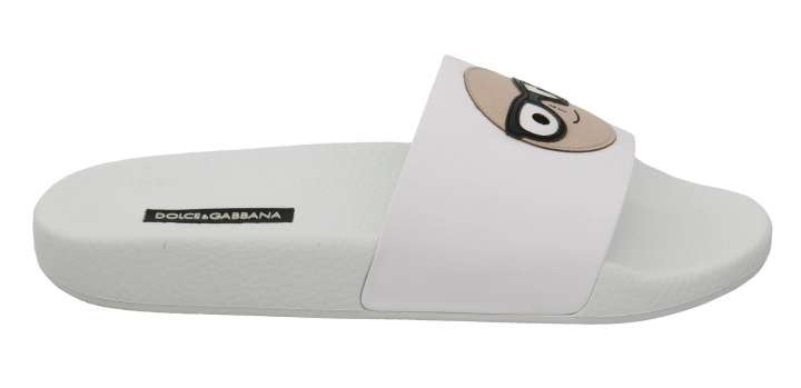 Priser på Dolce & Gabbana Chic White Slide Sandaler- Luxury Summer Footwear