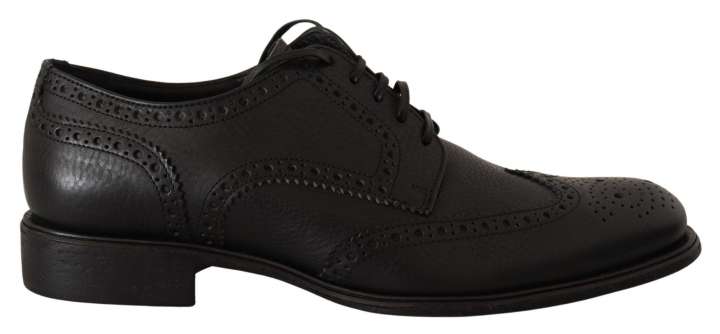 Priser på Dolce & Gabbana Elegant Black Leather Derby Wingtip Sko