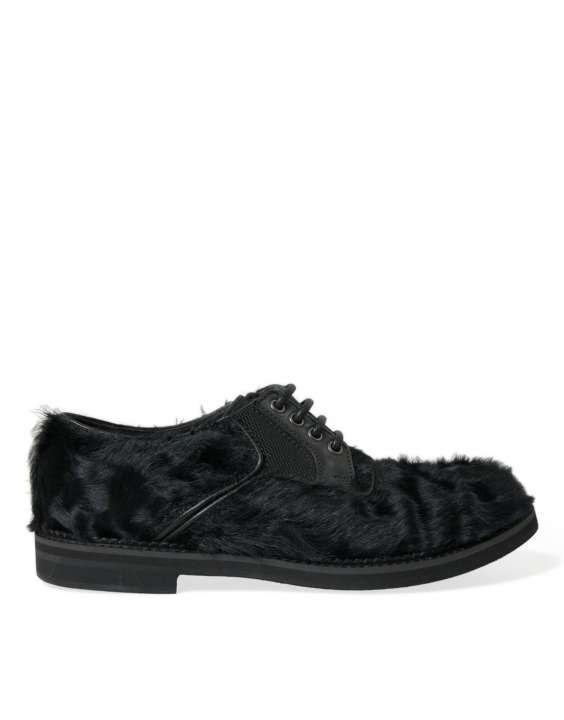 Priser på Dolce & Gabbana Elegant Black Fur Derby Dress Sko for Herre