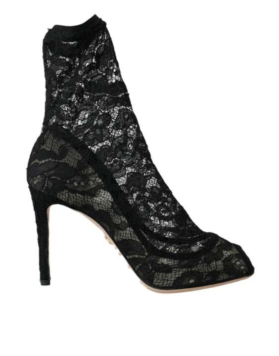 Priser på Dolce & Gabbana Black Stretch Taormina Lace Boots Sko