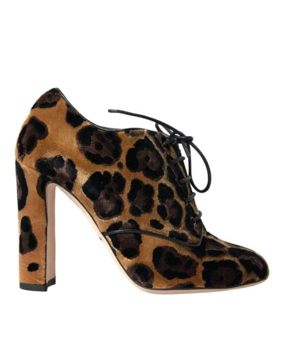 Priser på Dolce & Gabbana Brown Leopard Hair Lace Up Booties Sko