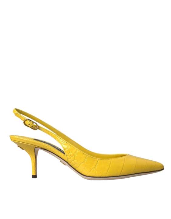 Priser på Dolce & Gabbana Yellow Leather Slingbacks Heels Sko