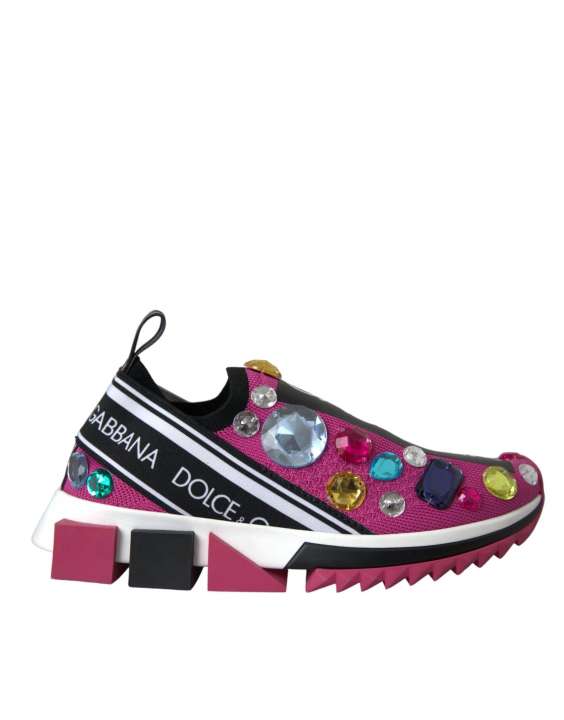 Priser på Dolce & Gabbana Pink Sorrento Crystals Sneakers Sko