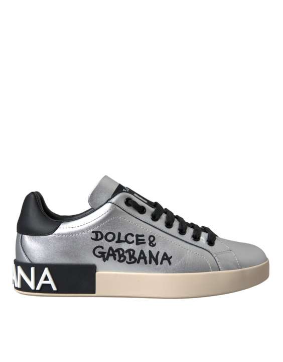 Priser på Dolce & Gabbana Silver Portofino Calf Leather Sneakers Herre Sko