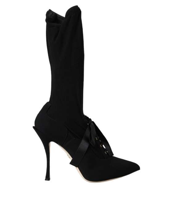 Priser på Dolce & Gabbana Black Stiletto Heels Mid Calf Boots Sko