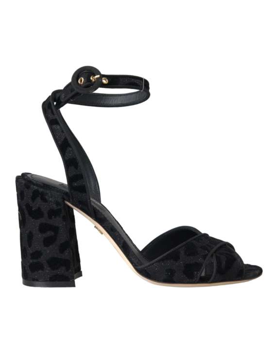 Priser på Dolce & Gabbana Black Leopard Suede Heels SandalerSko