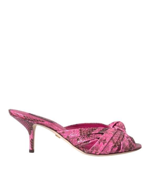 Priser på Dolce & Gabbana Pink Exotic Leather Kitten Heels Slides Sko