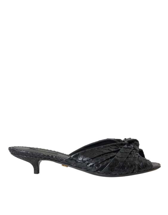 Priser på Dolce & Gabbana Black Exotic Leather Heels Slides Sko