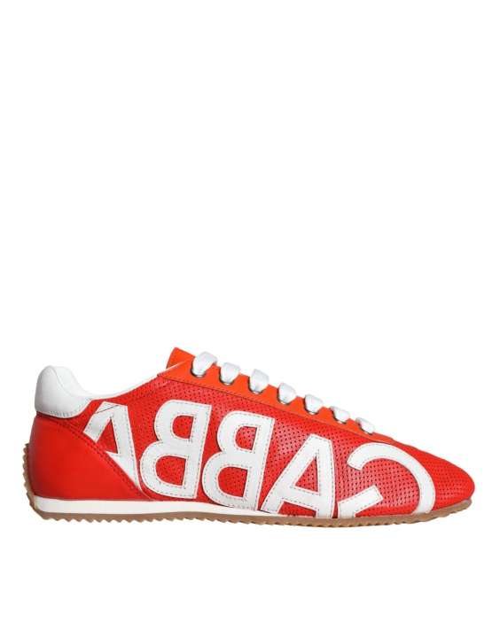 Priser på Dolce & Gabbana Red White Leather Logo Casual Sneakers Sko