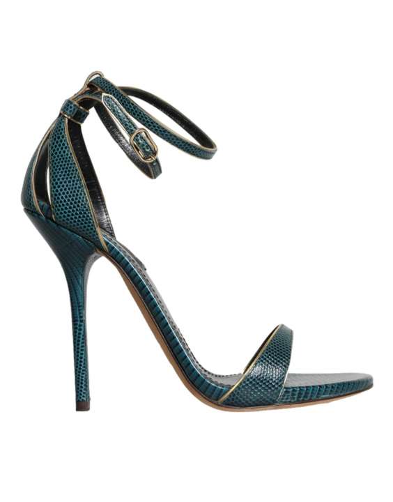 Priser på Dolce & Gabbana Dark Green Calf Leather Heels SandalerSko