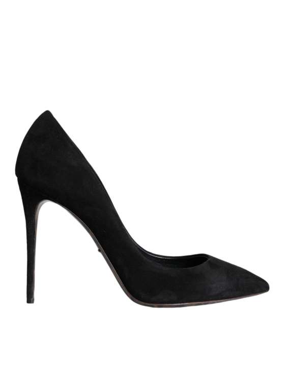 Priser på Dolce & Gabbana Black Suede Leather High Heels Pumps Sko