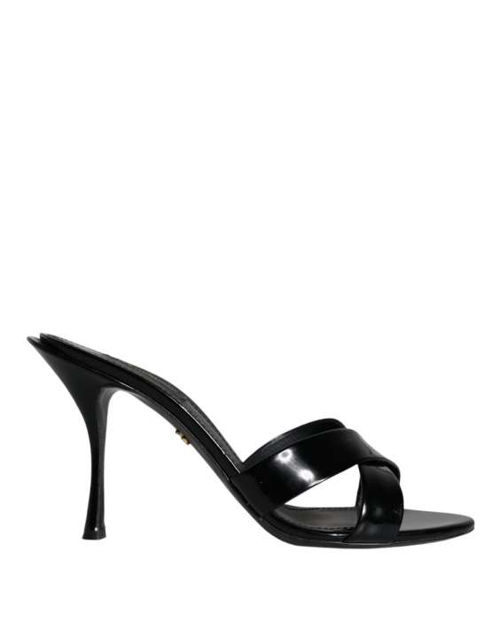 Priser på Dolce & Gabbana Black Leather Slides Keira SandalerSko