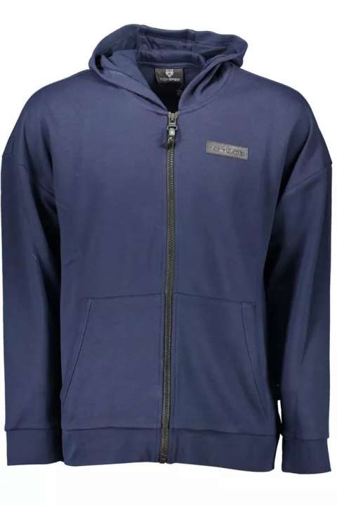 Priser på Plein Sport Sleek Blue Hooded Sweatshirt with Logo Detail