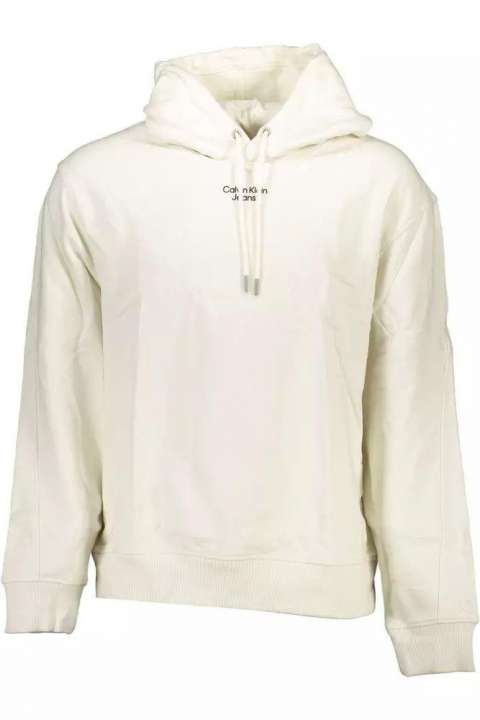 Priser på Calvin Klein Elegant White Cotton Hooded Sweatshirt