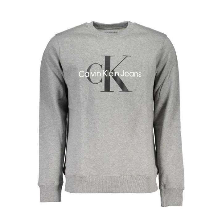 Priser på Calvin Klein Classic Gray Crew Neck Sweatshirt with Logo