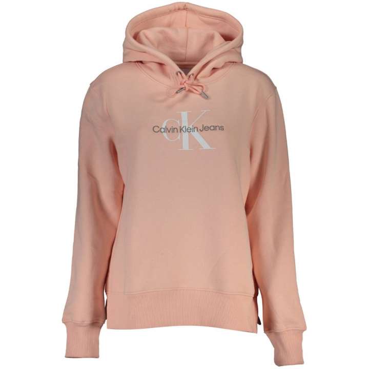 Priser på Calvin Klein Chic Pink Fleece Hooded Sweatshirt with Logo Embroidery