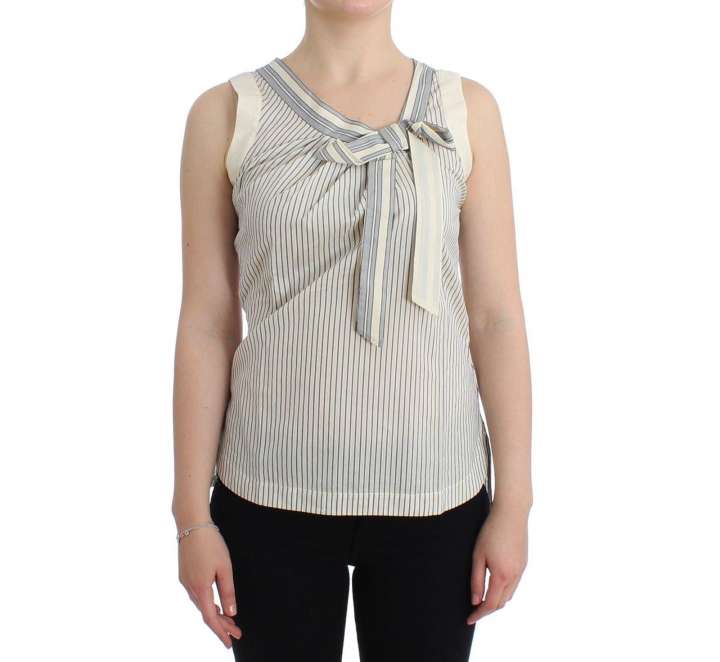 Priser på Ermanno Scervino Chic Striped Cotton-Silk Bow Top