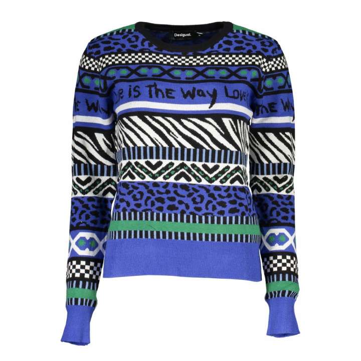 Priser på Desigual Elegant Crew Neck Sweater with Contrast Details