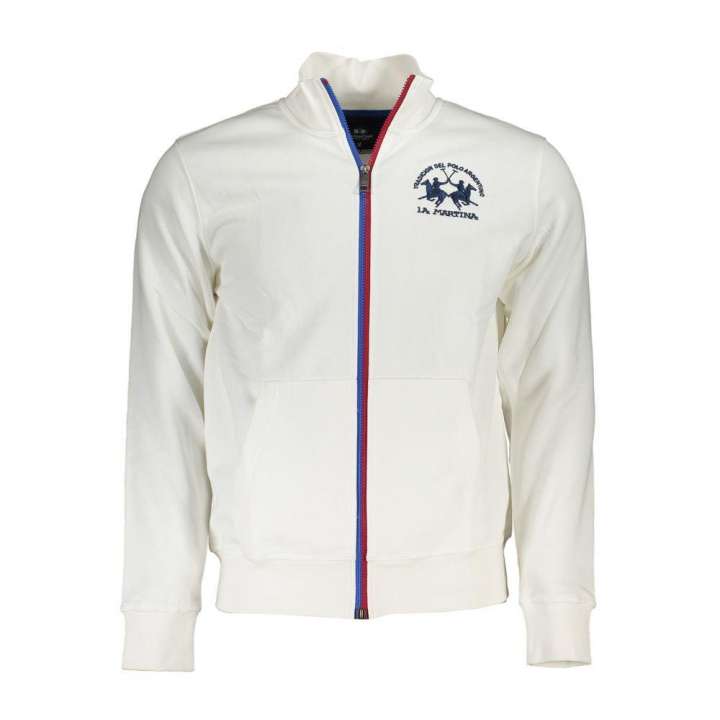 Priser på La Martina Elegant White Fleece Sweatshirt with Embroidery