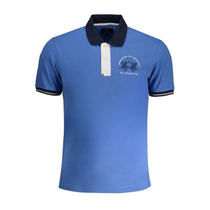 Priser på La Martina Blue Cotton Polo Shirt