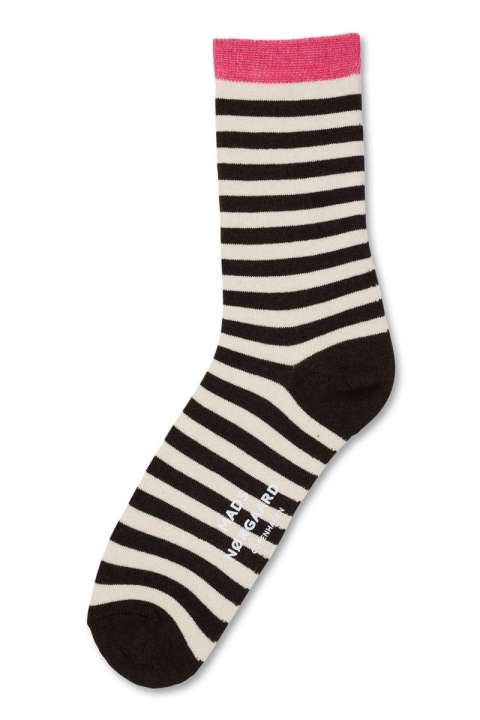 Priser på Mads Nørgaard - Strømper - Sock Pair Ana Mix - Black Coffee Stripe/Blue Dot