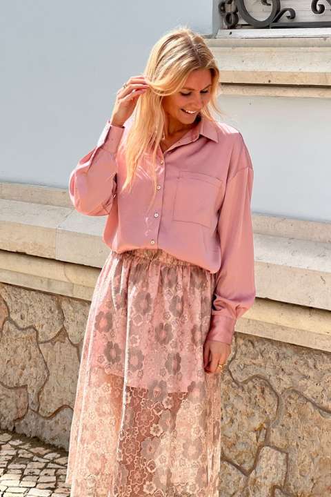 Priser på Loved by Lykke - Nederdel - Viola Lace Skirt - Rose Flower