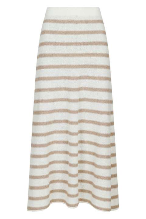 Priser på Neo Noir - Nederdel - Etti Boucle Knit Stripe Skirt - Sand