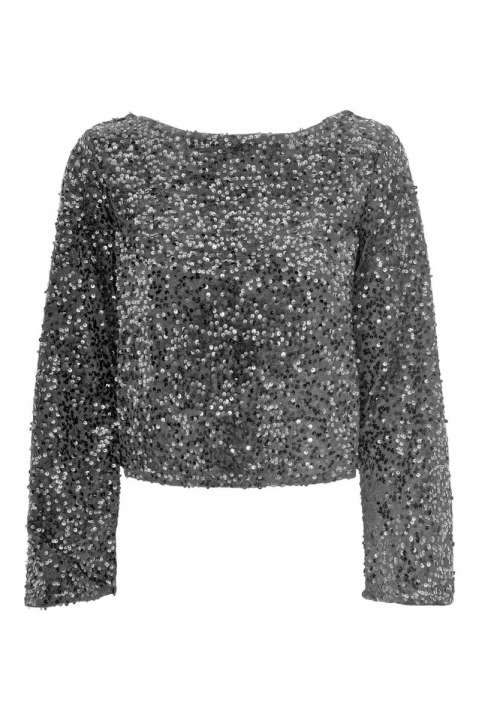 Priser på JDY - Top - Jdy Sara L/S Bow Sequins Top - Silver