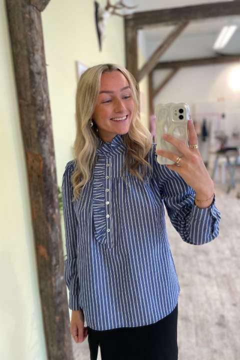 Priser på Continue - Bluse - Ariana Stripe 14571 - Blue Stripe