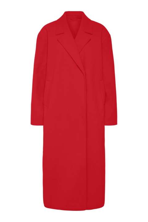 Priser på Pieces - Jakke - PC - Savannah Ls Long Coat Wvn D2D - High Risk Red