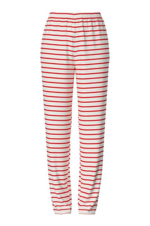 Priser på Pieces - Bukser - PC Chilli Hw Straight Stripe Pants Noos - Cloud Dancer/Poppy Red