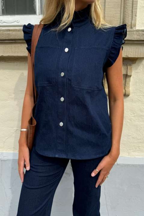 Priser på Continue - Vest - Jenny Denim Verst - Solid Blue