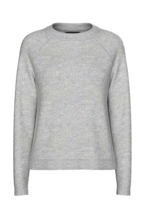 Priser på Pieces - Strik - Pc Juliana Ls O-Neck Knit- Light Grey Melange