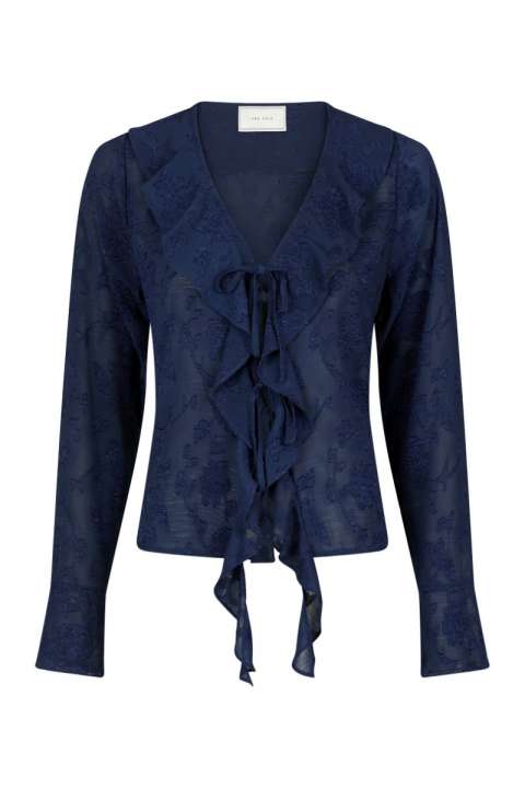 Priser på Neo Noir - Bluse - Anika Burnout Blouse - Navy