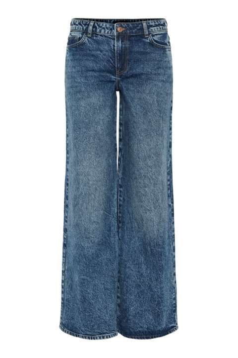 Priser på Pieces - Jeans - Pc Selma Lw Wide Jeans - Medium Blue Denim