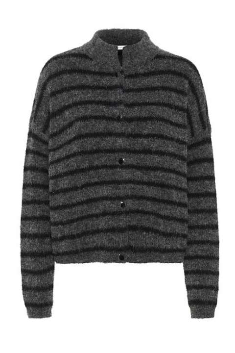 Priser på Gestuz - Cardigan - AlphaGZ Short Cardigan - Charcoal Black striped