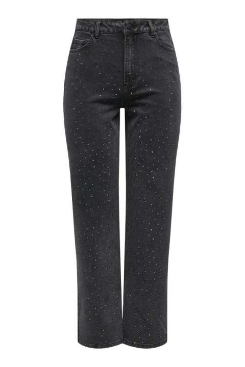 Priser på JDY - Jeans - Jdy Stine Stone Hw Straight Jeans - Black Denim