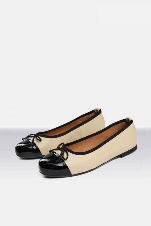 Priser på Pavement - Ballerina - Lucy - Beige Black Patent