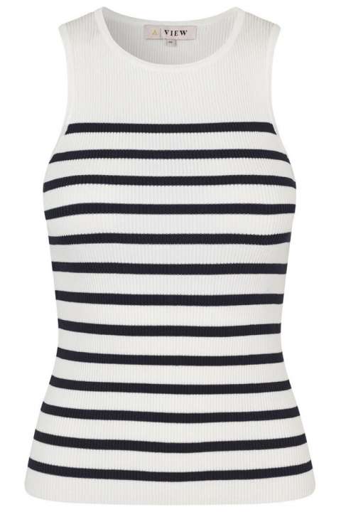 Priser på A-View - Top - Rib Stripe Tank Top - White/Navy