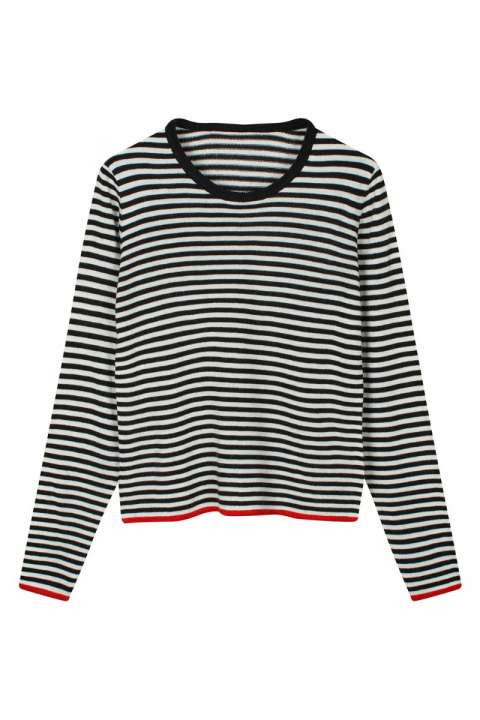 Priser på Mads Nørgaard - Strik - One Stripe Ellis Knit - Black/Ecru