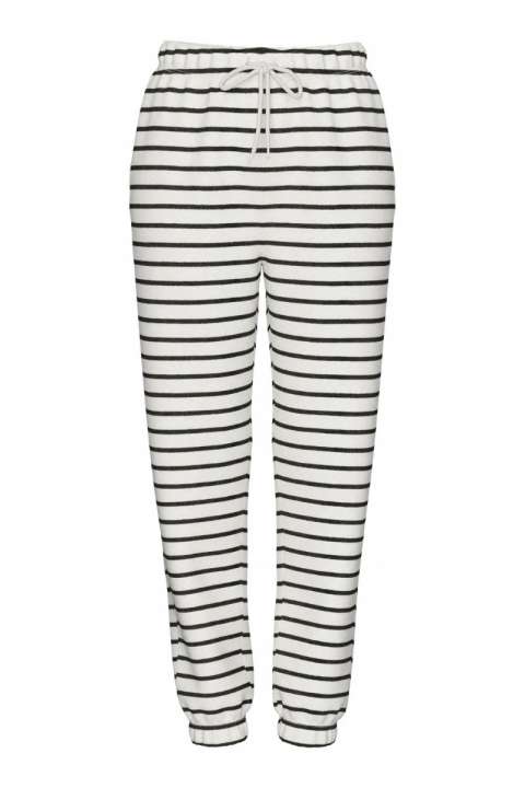 Priser på Pieces - Bukser - PC Chilli Hw Sweat Pants Stripes - Cloud Dancer/black stripes